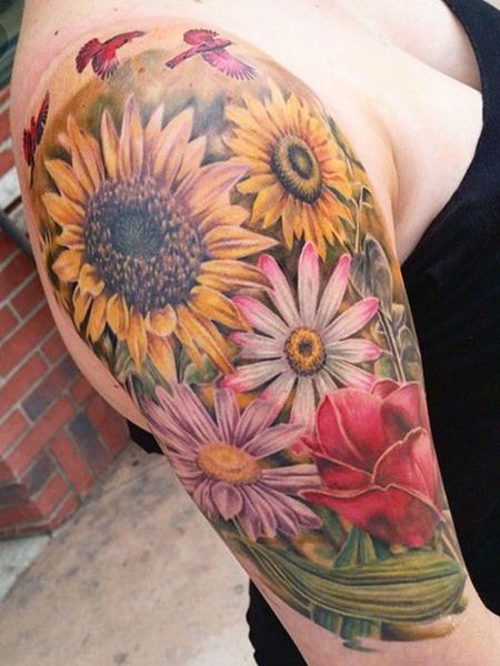 Shoulder Sunflower Tattoo