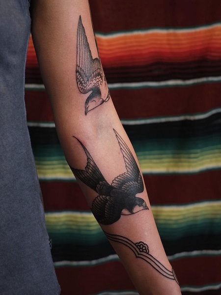 Sleeve Swallow Tattoo