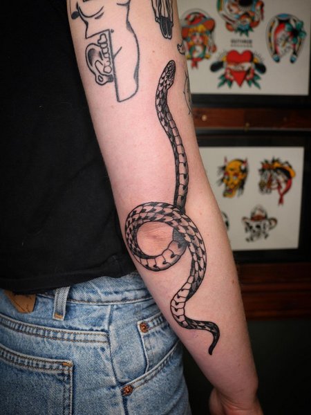 Snake Elbow Tattoo
