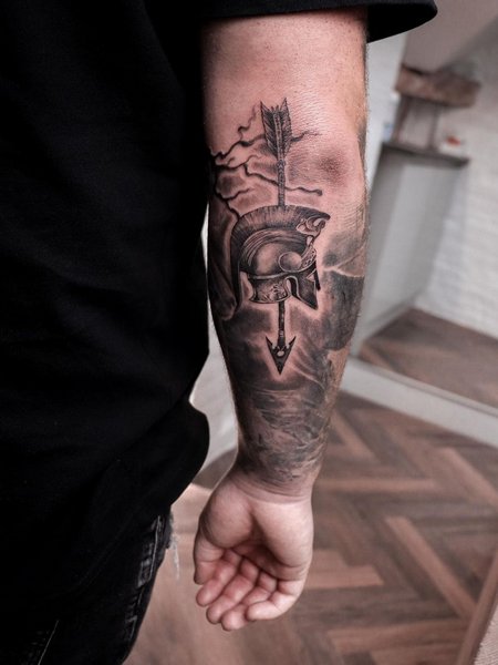 Spartan Elbow Tattoo