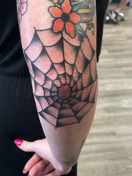 Spider Tattoo Elbow