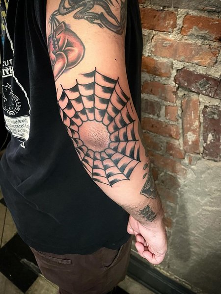 Spider Web Elbow Tattoo