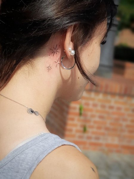 Star Tattoo Behind Ear