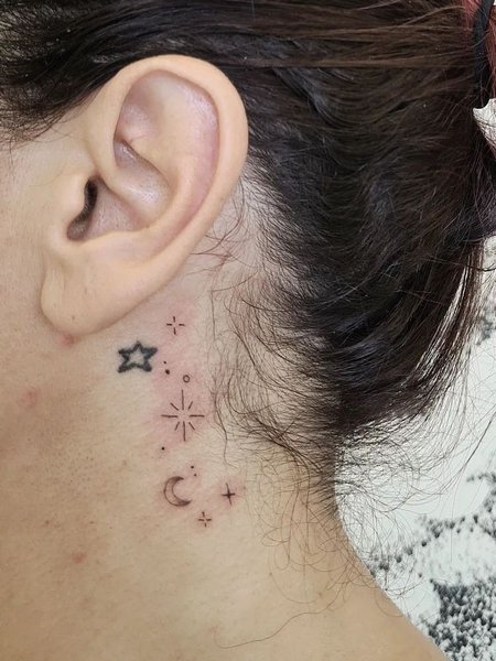 Star Tattoo On Neck