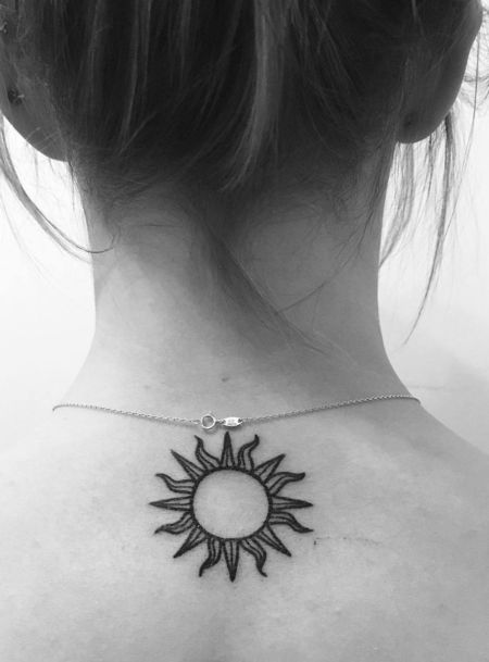 Sun Neck Tattoo