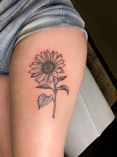 Sunflower Leg Tattoo