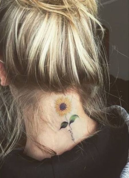 Sunflower Neck Tattoo