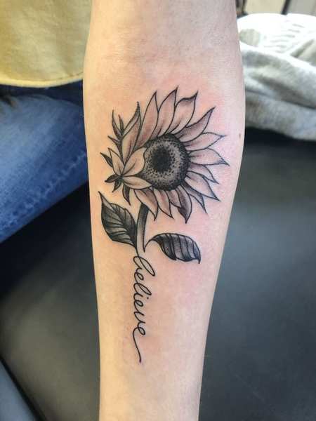 Sunflower Tattoo With Name