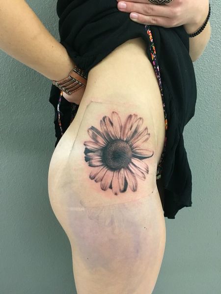 Thigh Daisy Tattoo