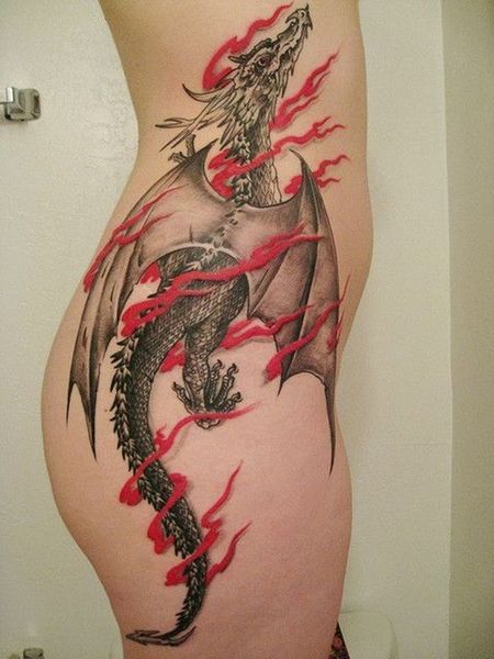 Thigh Dragon Tattoo