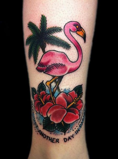 Tradional Flamingo Tattoos
