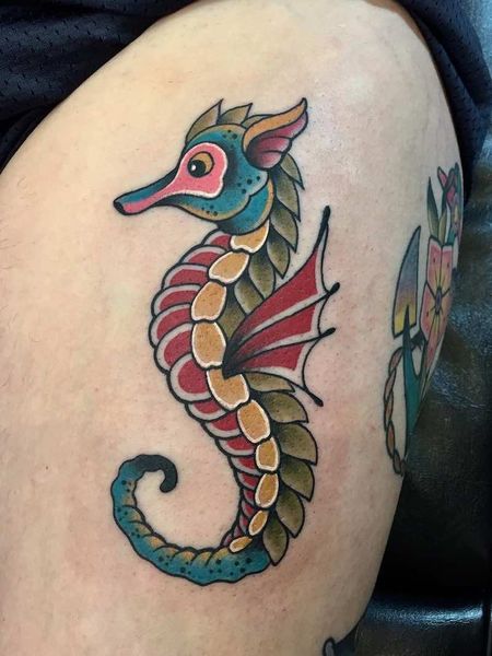Tradional Seahorse Tattoo