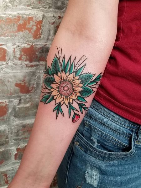 Tradional Sunflower Tattoo