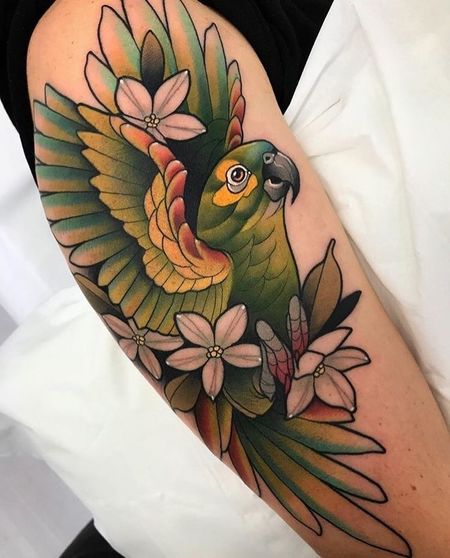 Traditional Parrot Tattoos