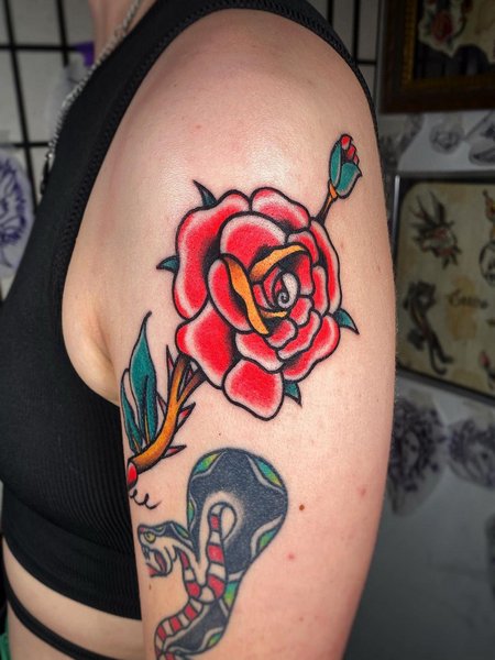 Traditional Rose Tattoo