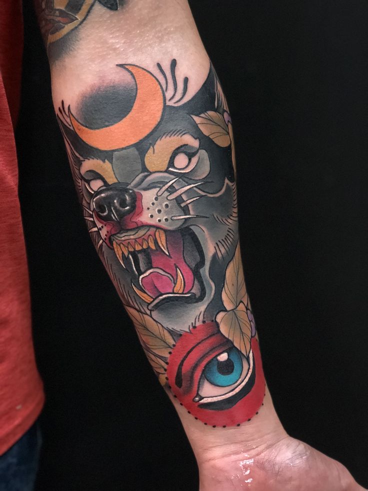 Traditional Wolf Tattoo