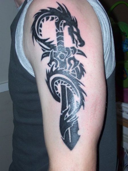 Tribal Dragon Tattoo