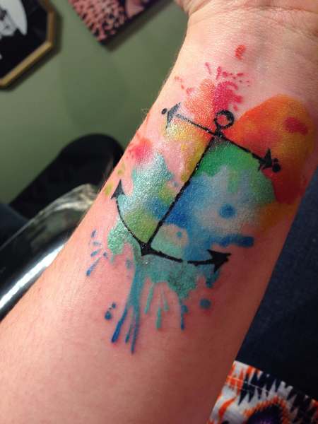 Watercolor Anchor Tattoo
