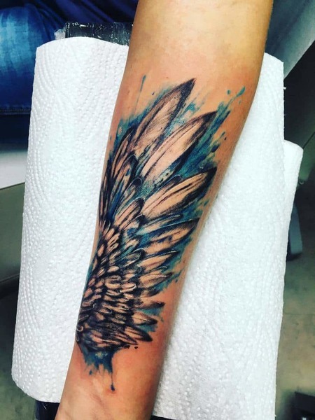 Watercolor Angel Wings Tattoo