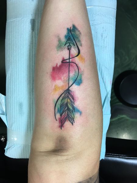 Watercolor Arrow Tattoo