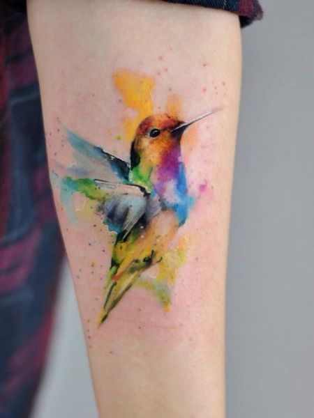 Watercolor Bird Tattoo