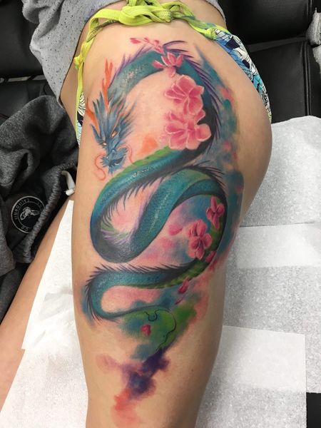 Watercolor Dragon Tattoo