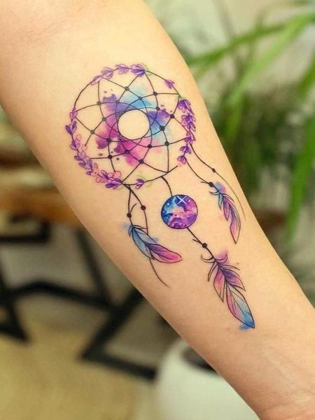 Watercolor Dreamcatcher Tattoo