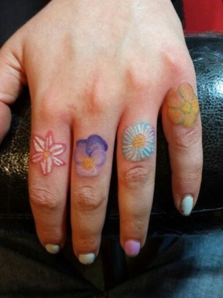 Watercolor Finger Tattoo