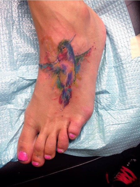 Watercolor Foot Tattoo