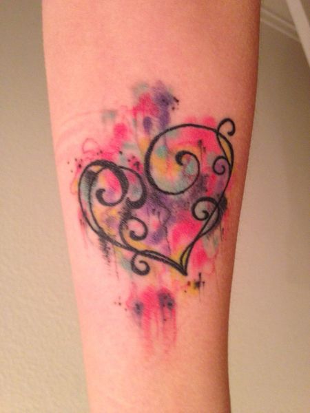 Watercolor Heart Tattoo