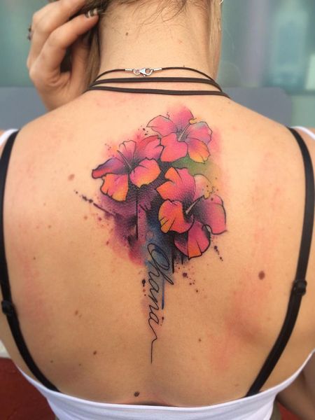 Watercolor Hibiscus Tattoo 1