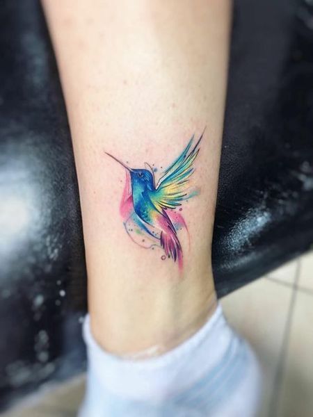 Watercolor Hummingbird Tattoo