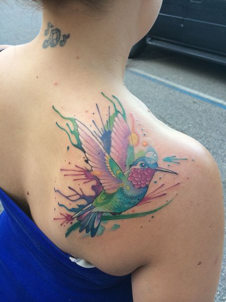 Watercolor Hummingbird Tattoos