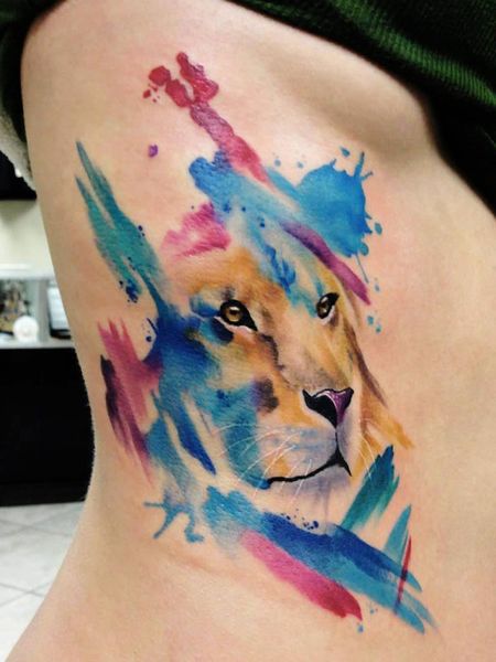 Watercolor Lion Tattoo