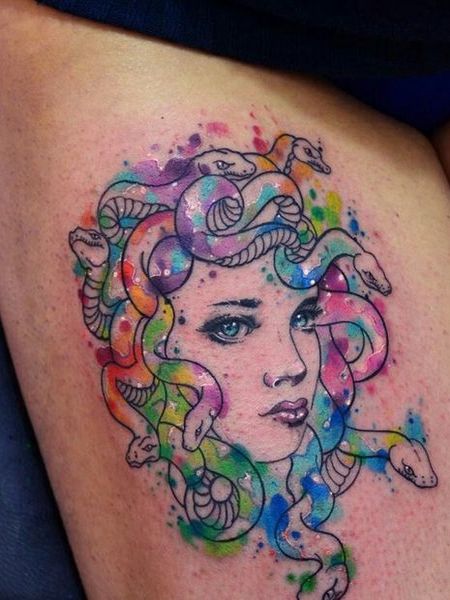 Watercolor Medusa Tattoo