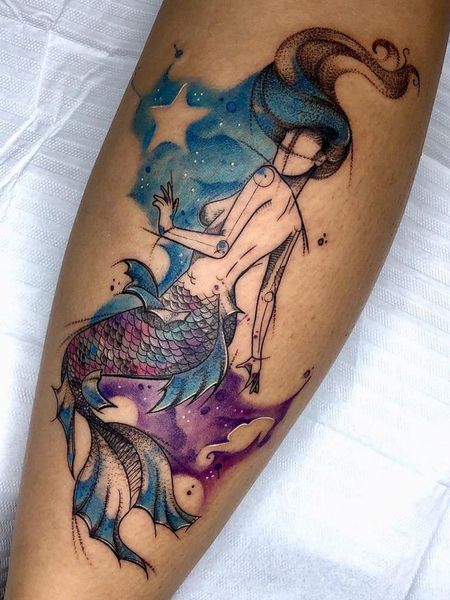 Watercolor Mermaid Tattoo