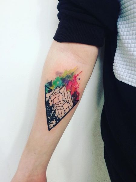 Watercolor Mountain Tattoo