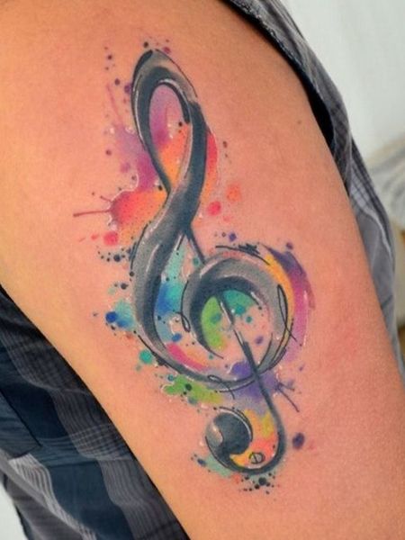 Watercolor Music Notes Tattoo