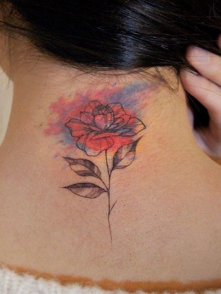 Watercolor Neck Tattoo 1