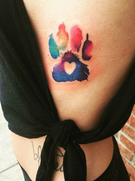 Watercolor Paw Print Tattoo