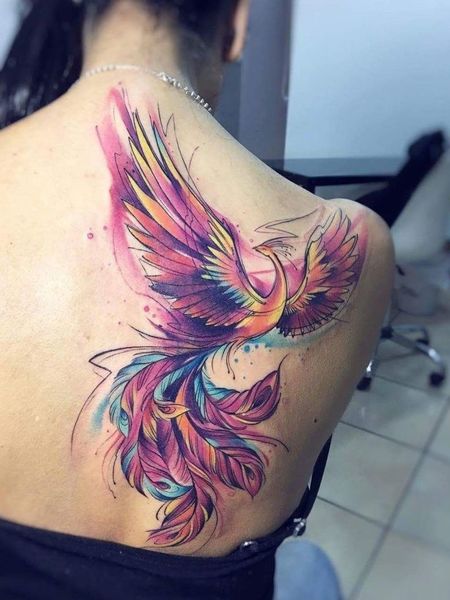 Watercolor Phoenix Tattoo