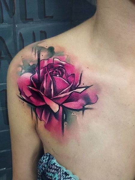 Watercolor Rose Tattoo