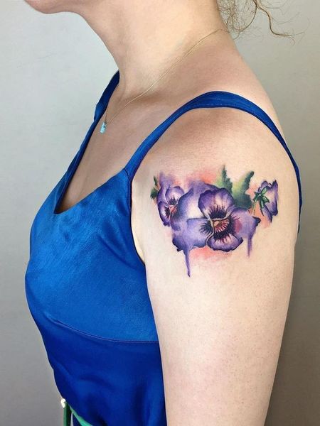 Watercolor Shoulder Tattoo