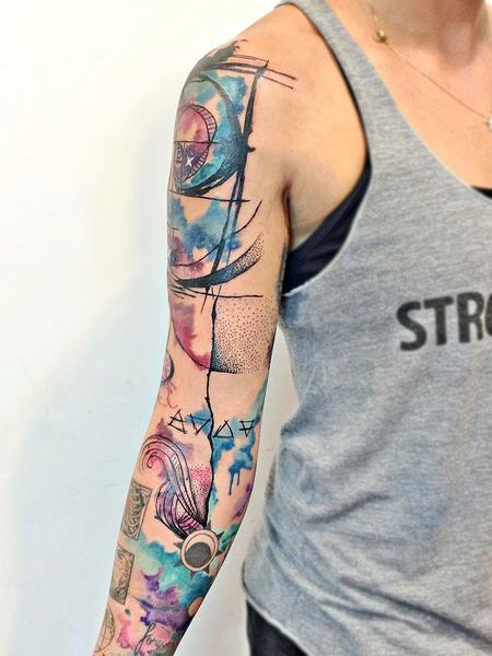 Watercolor Sleeve Tattoo