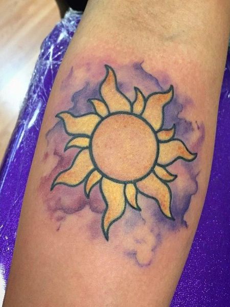 Watercolor Sun Tattoo