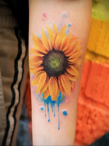 Watercolor Sunflower Tattoo