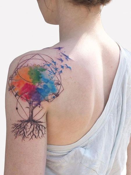 Watercolor Tree Tattoo