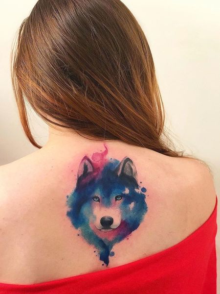 Watercolor Wolf Tattoo