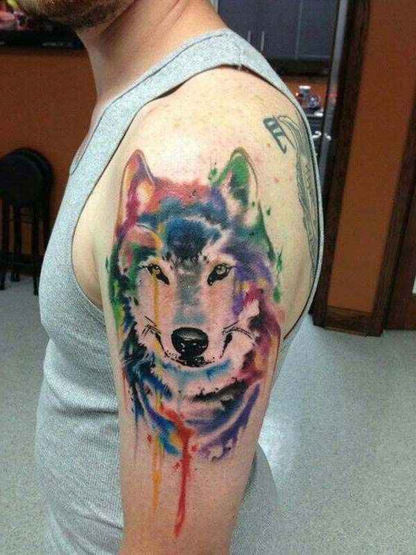 Watercolor Wolf Tattoos