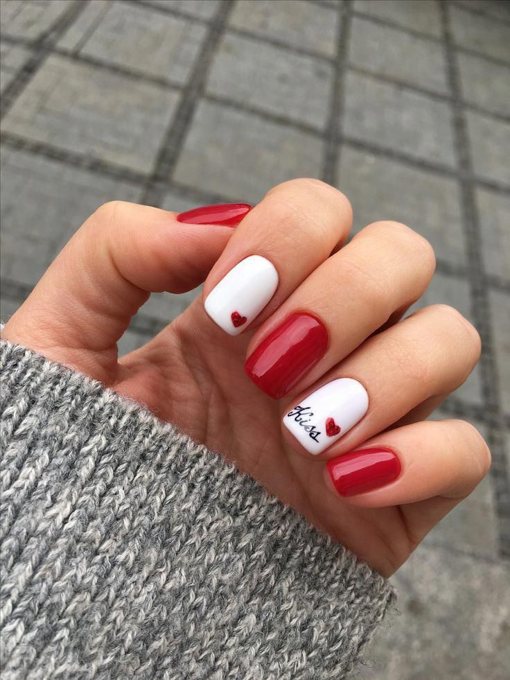 White And Red Nails